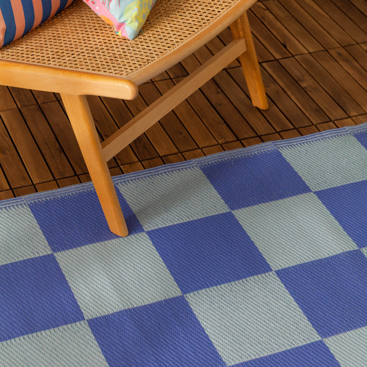CHECKERBOARD 120X180 OUTDOOR RUG BLUE