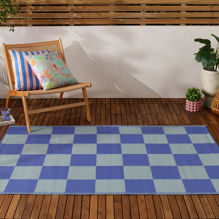 CHECKERBOARD 120X180 OUTDOOR RUG BLUE