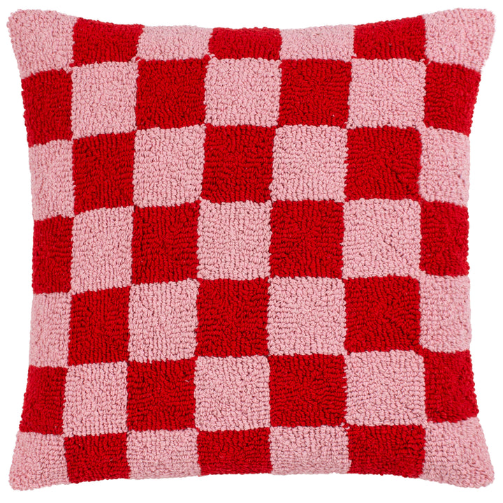 CHECK 45X45 CUSHION CASE RED OR DEAD PINK