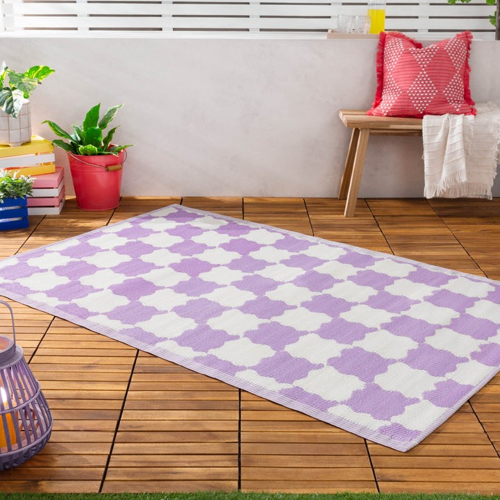 CHECK 120X180 OUTDOOR RUG LILAC