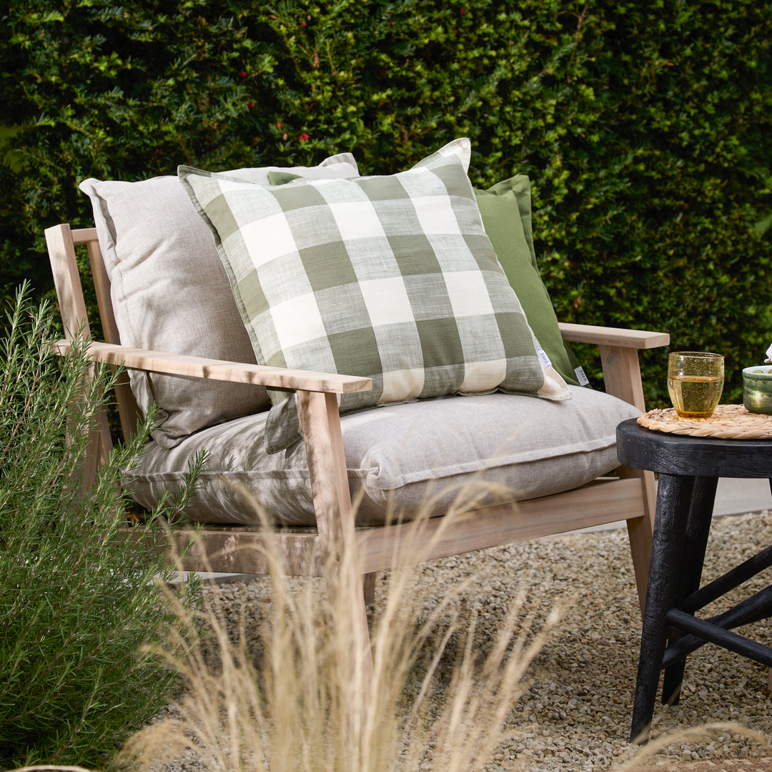 Chesil Check 50x50 Outdoor Cushion Case Moss - image 5