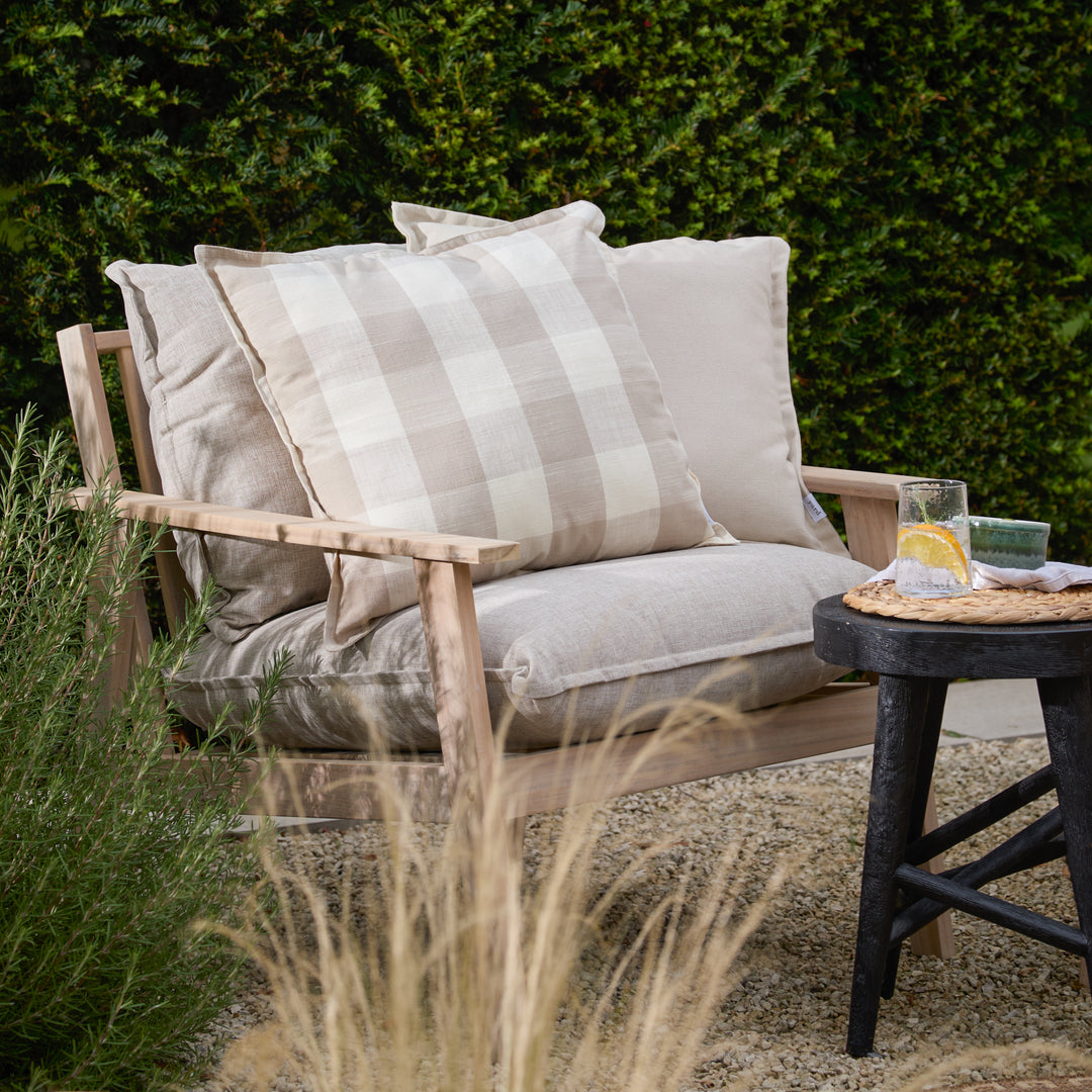 Chesil Check 50x50 Outdoor Cushion Case Natural - image 5