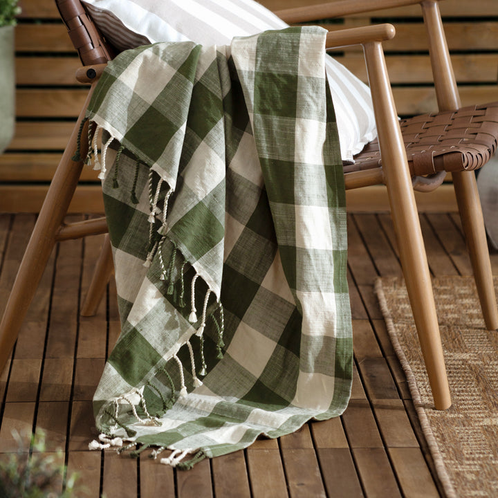 Chesil Check 130x170 Throw Moss
