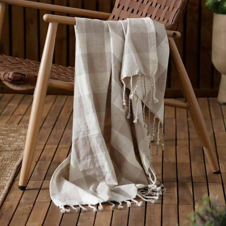 Chesil Check 130x170 Throw Natural