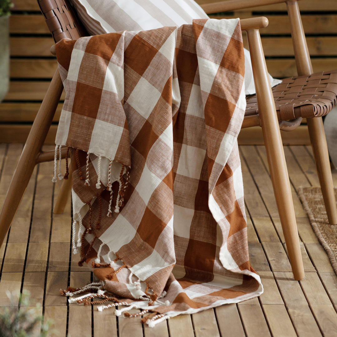 Chesil Check 130x170 Throw Pecan