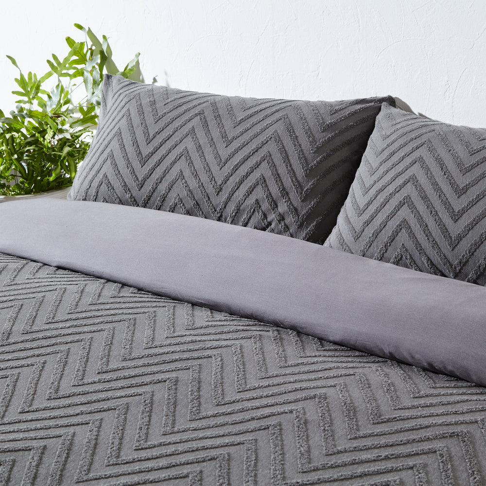 Chevron Tuft Single Duvet Set Charcoal - image 2