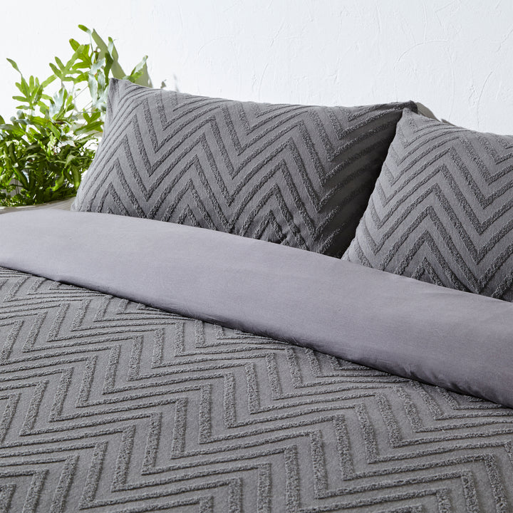 Chevron Tuft Single Duvet Set Charcoal - image 2