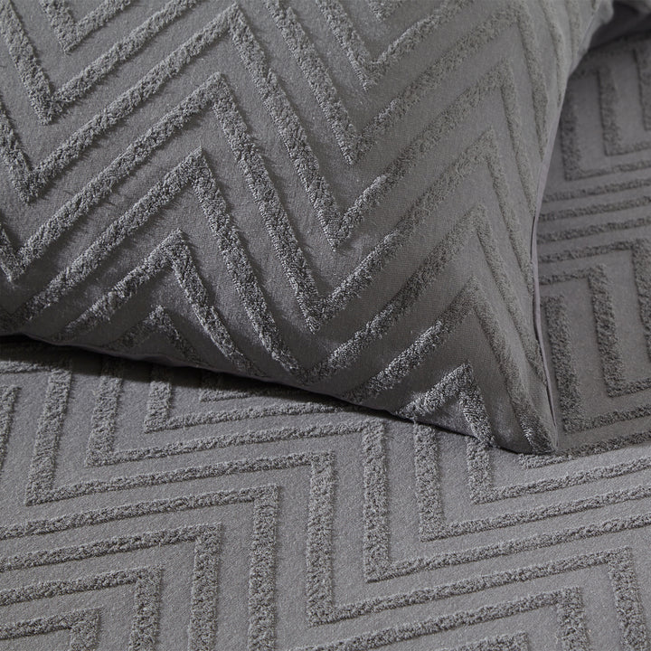 Chevron Tuft Single Duvet Set Charcoal - image 3