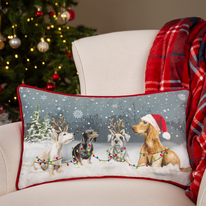 CHRISTMAS DOG 30X50 CUSHION CASE MULTI