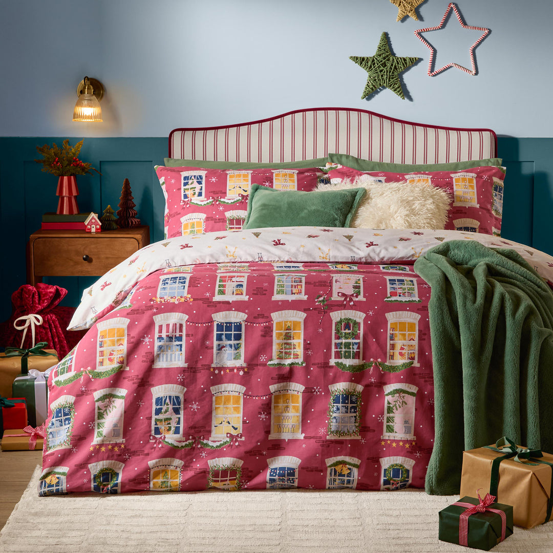 Christmas Eve Double Duvet Set Cranberry
