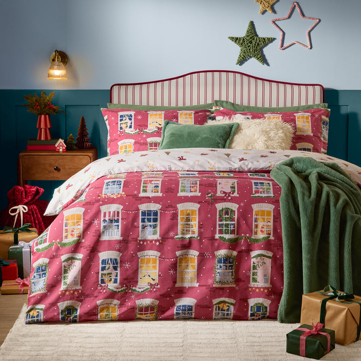 Christmas Eve King Duvet Set Cranberry