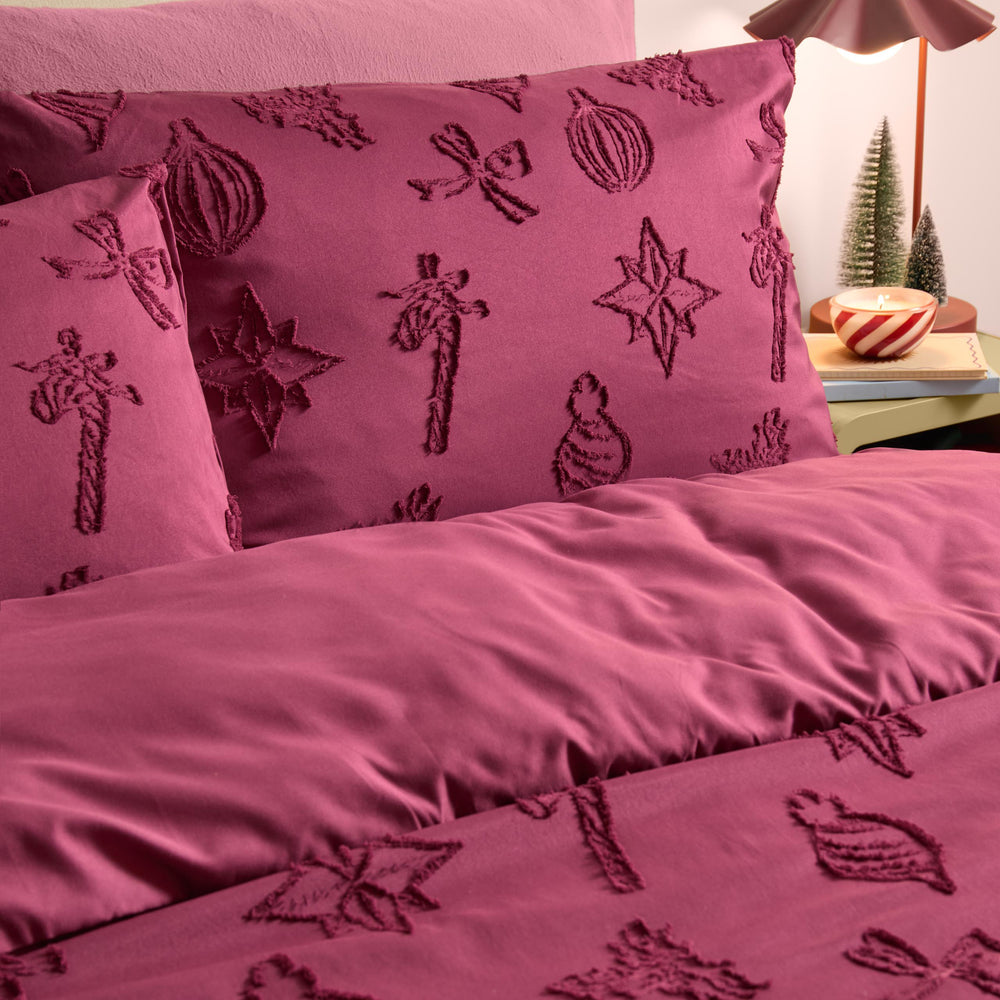 Christmas Soft Tufted Single Duvet Set Berry - image 2