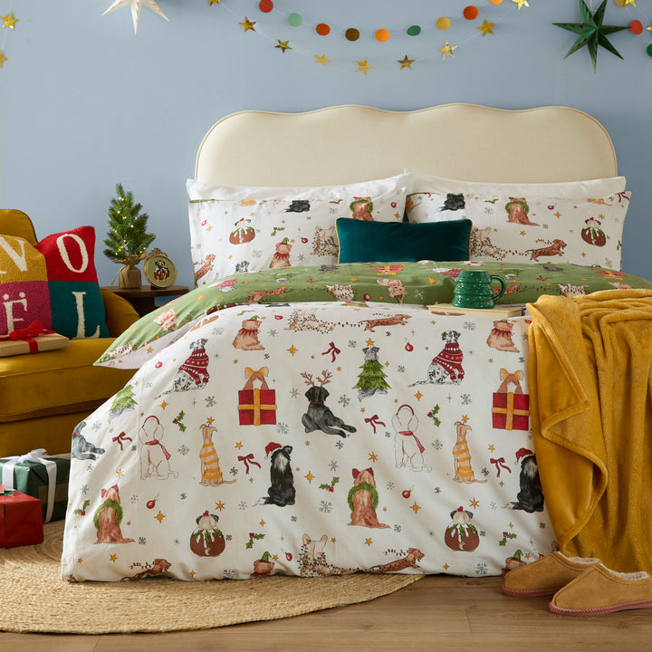 Christmas Pawty Single Duvet Set Green - image 2