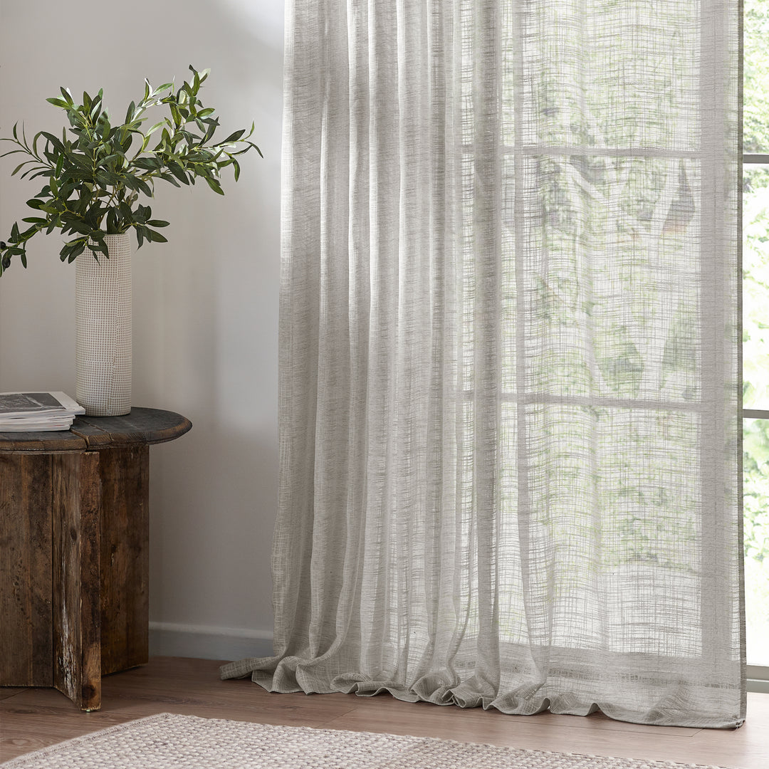 CIRRUS 140X250 TAB TOP SHEER CURTAIN PANEL GREY