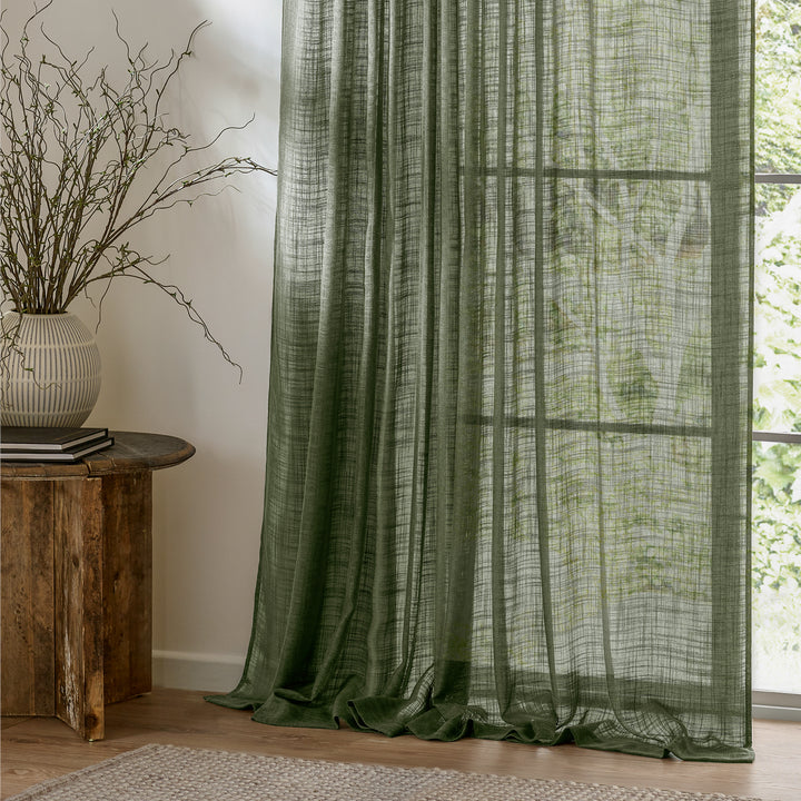CIRRUS 290X250 TAB TOP SHEER CURTAIN PANEL FOREST