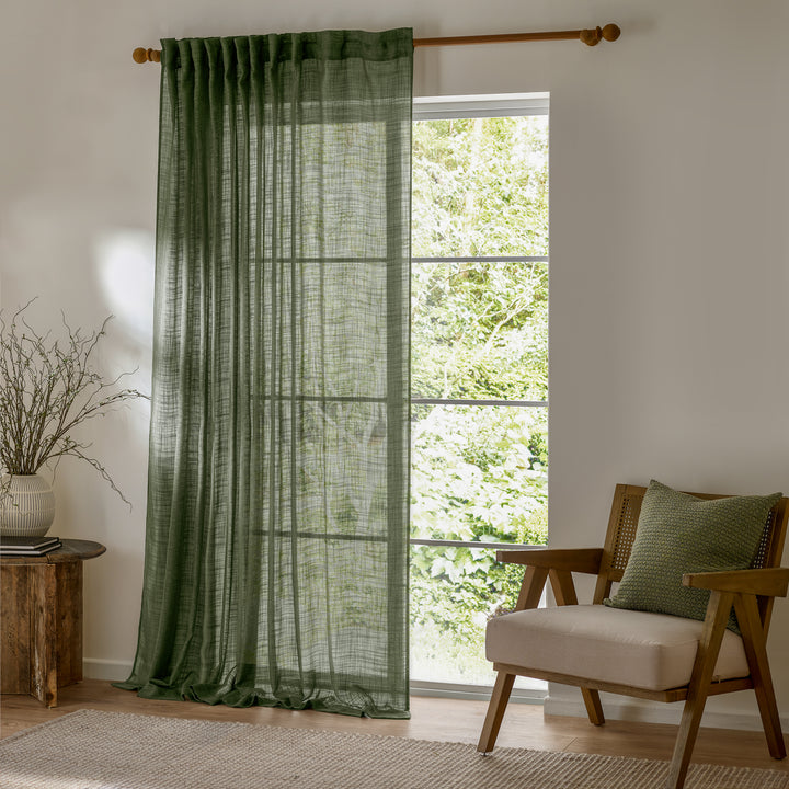 CIRRUS 290X250 TAB TOP SHEER CURTAIN PANEL FOREST