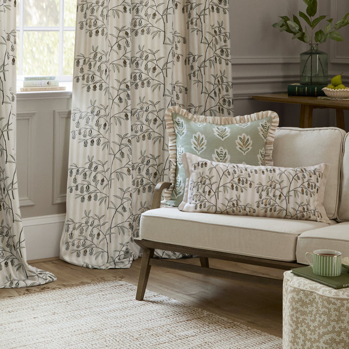 CHINESE LANTERNS 117X137 PENCIL PLEAT CURTAINS LINEN