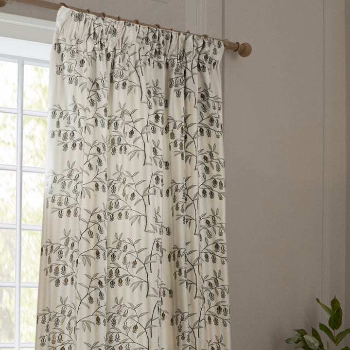 CHINESE LANTERNS 167X137 PENCIL PLEAT CURTAINS LINEN