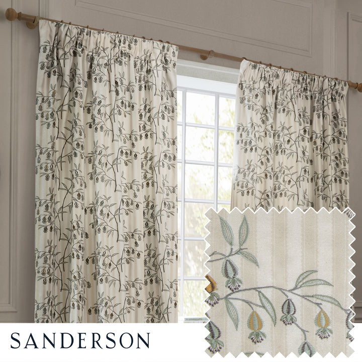 CHINESE LANTERNS 167X228 PENCIL PLEAT CURTAINS LINEN