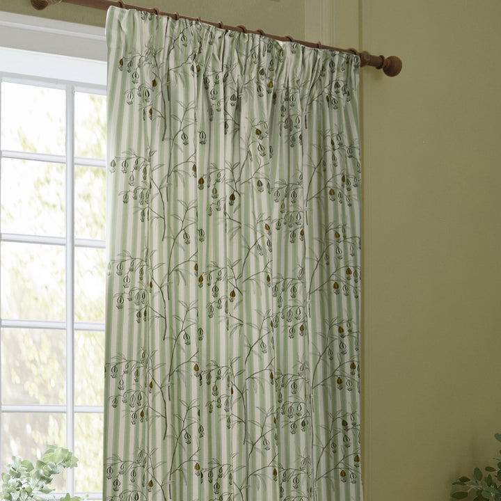 CHINESE LANTERNS 167X228 PENCIL PLEAT CURTAINS SAGE