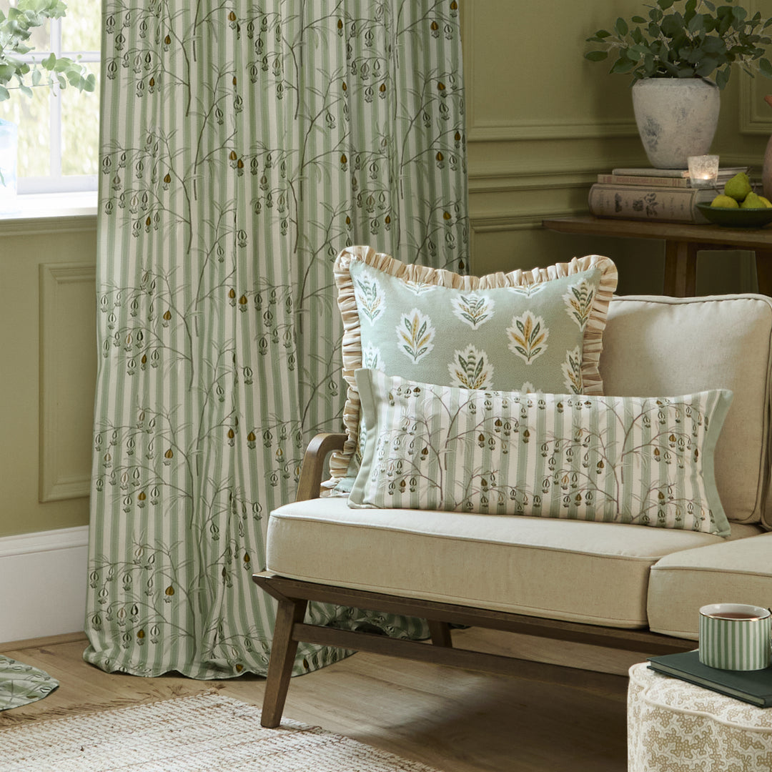 Chinese Lanterns 167x228 Pencil Pleat Curtains Sage - image 4