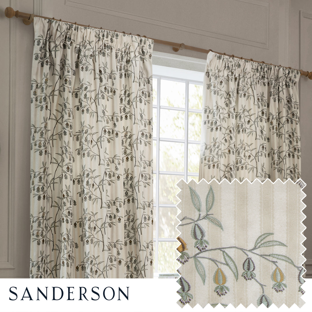 Chinese Lanterns 228x137 Pencil Pleat Curtains Linen