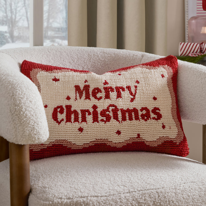 CANDY MERRY CHRISTMAS 30X50 CUSHION CASE RED/WHITE
