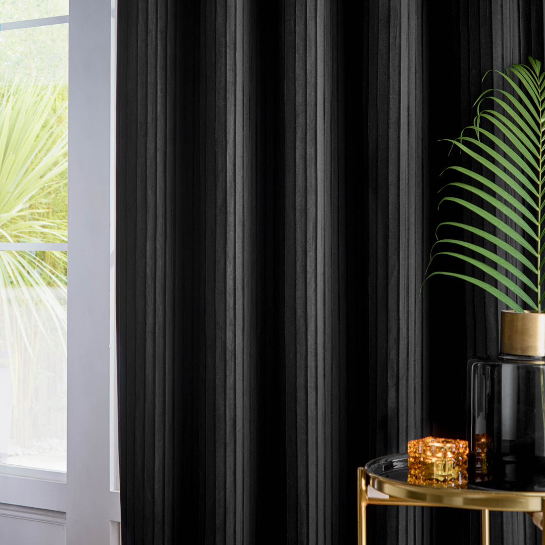 CORINTHIAN 228X137 EYELET CURTAINS BLACK