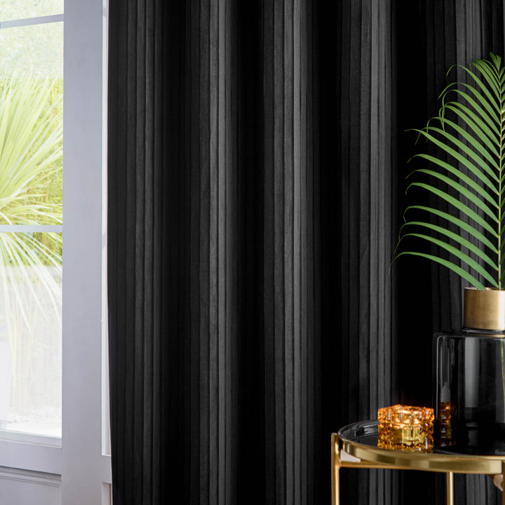 CORINTHIAN 228X137 EYELET CURTAINS BLACK