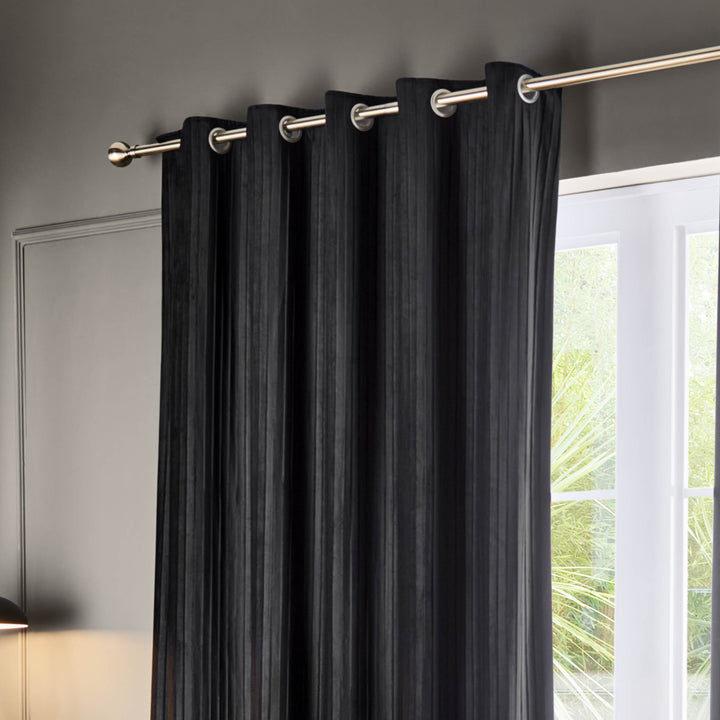 CORINTHIAN 228X137 EYELET CURTAINS BLACK