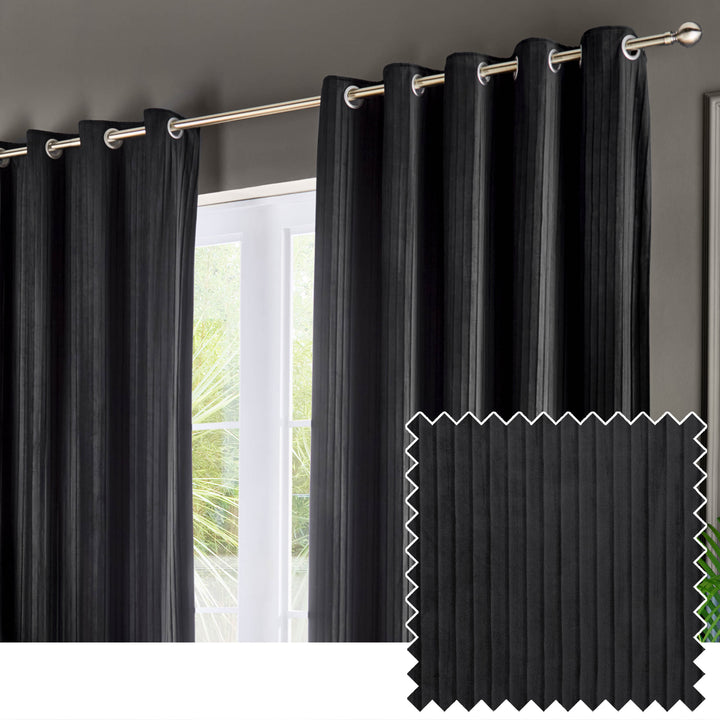 CORINTHIAN 228X137 EYELET CURTAINS BLACK
