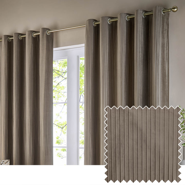 CORINTHIAN 228X137 EYELET CURTAINS MINK