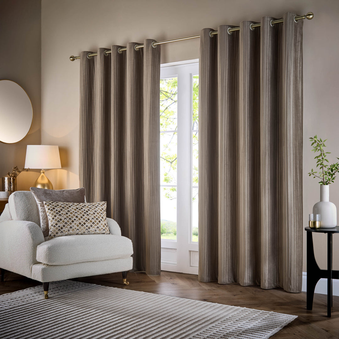 CORINTHIAN 228X137 EYELET CURTAINS MINK