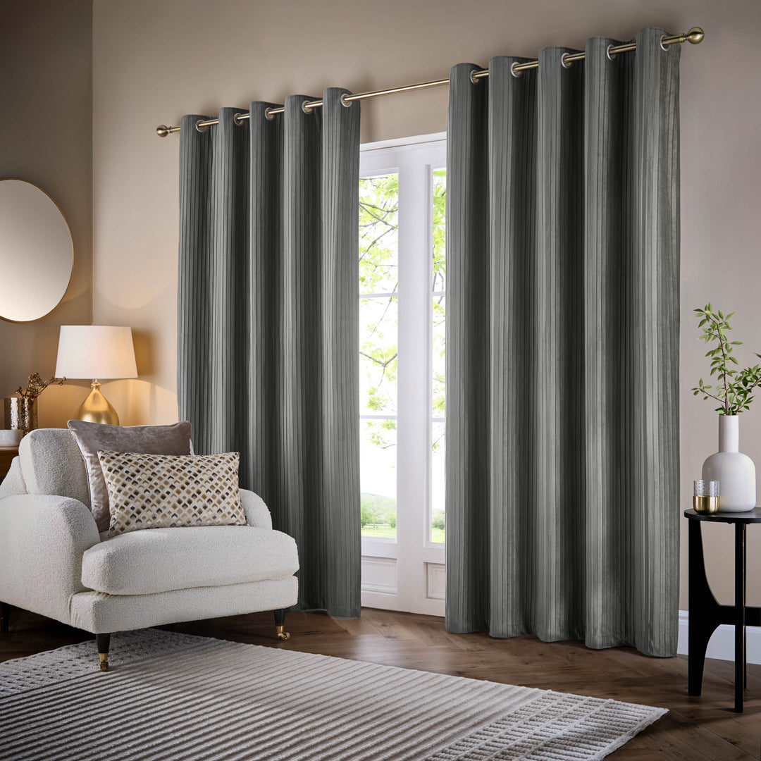 CORINTHIAN 228X137 EYELET CURTAINS GREY