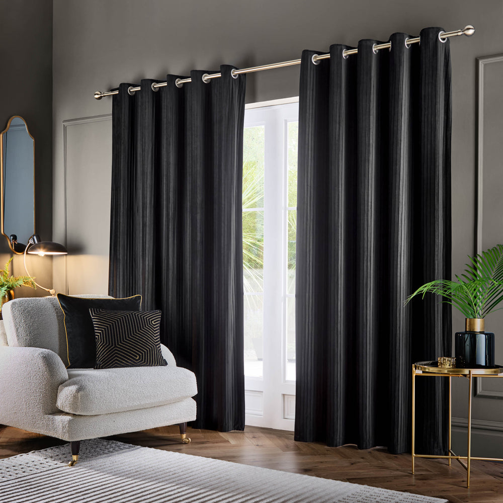 Corinthian 228x182 Eyelet Curtains Black - image 2