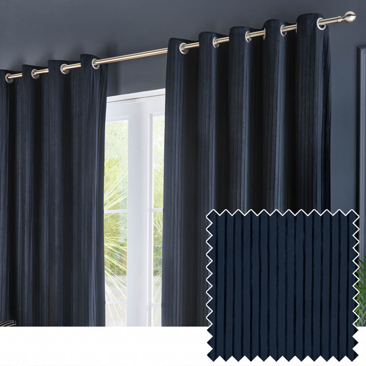CORINTHIAN 228X137 EYELET CURTAINS MIDNIGHT