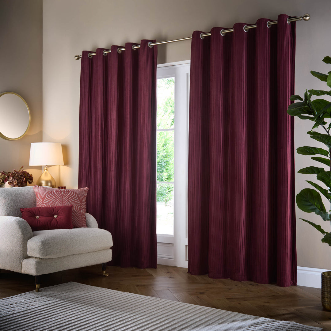 CORINTHIAN 228X137 EYELET CURTAINS MERLOT
