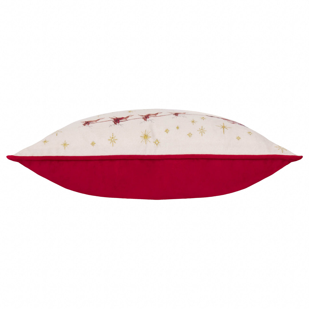COTSWOLD CHRISTMAS 30X50 CUSHION CASE CREAM/BURGUNDY