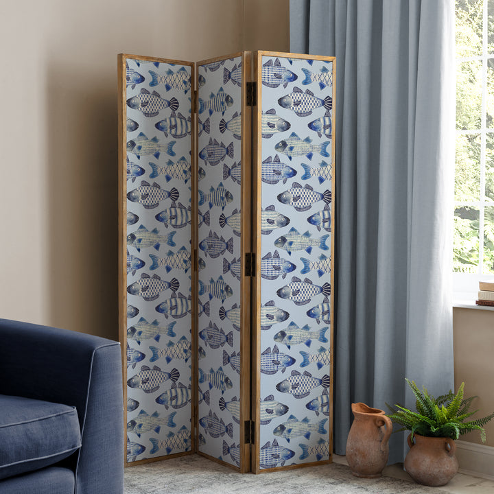 ANTIQUE GREY ROOM DIVIDER COVE COBALT