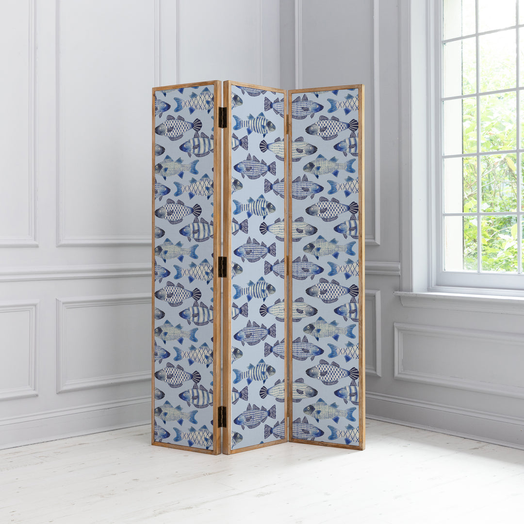 ANTIQUE GREY ROOM DIVIDER COVE COBALT
