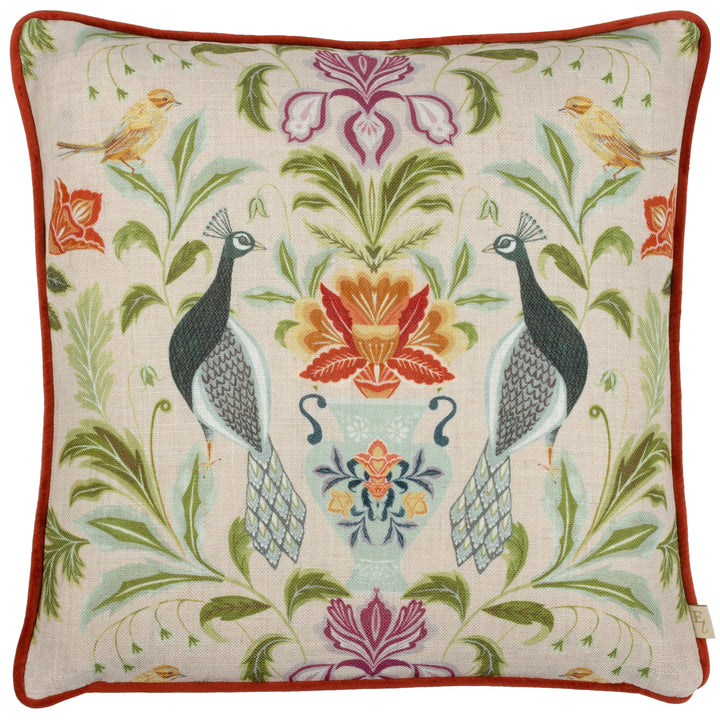 CHATSWORTH PEACOCK 43X43 CUSHION CASE NATURAL