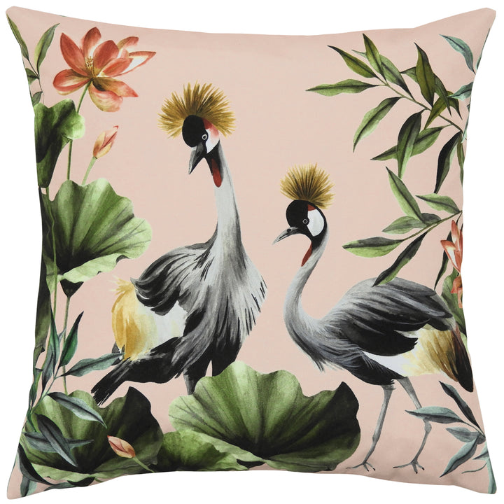 Cranes 43x43 Outdoor Cushion Cover Blush/Forest