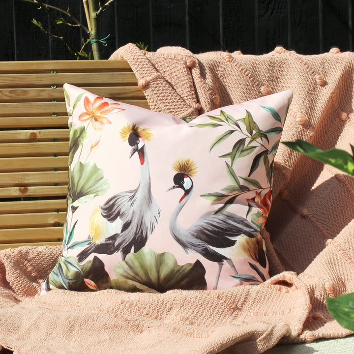 Cranes 43x43 Outdoor Cushion Cover Blush/Forest - image 4