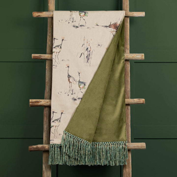 CRANES 136X200 THROW PERIDOT LINEN