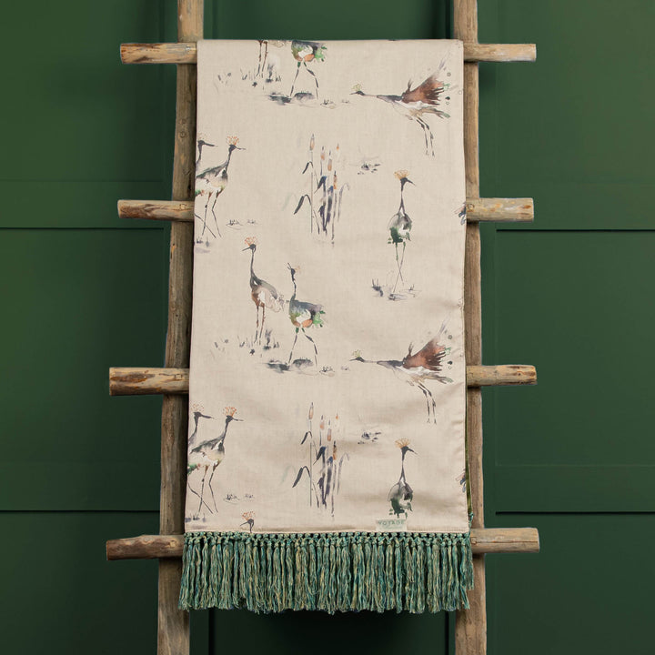 CRANES 136X200 THROW PERIDOT LINEN