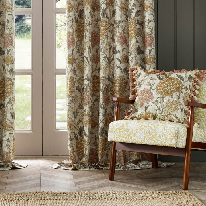 CRAY 228X182 PENCIL PLEAT CURTAINS STONE/CLAY