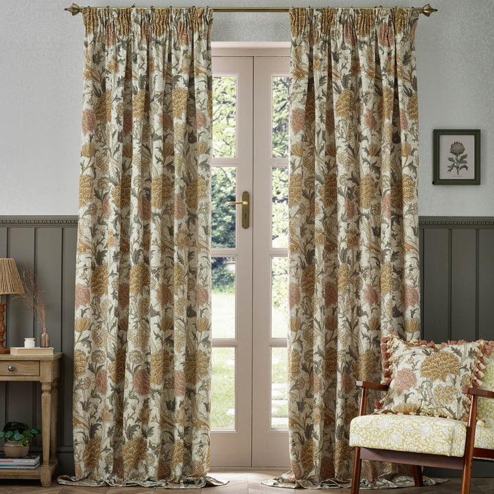 CRAY 228X228 PENCIL PLEAT CURTAINS STONE/CLAY