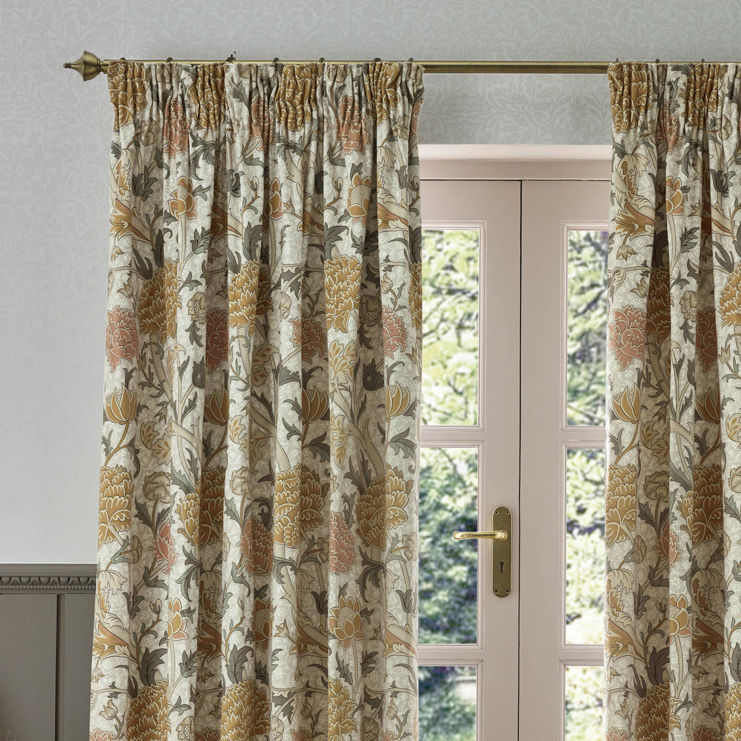 CRAY 228X228 PENCIL PLEAT CURTAINS STONE/CLAY
