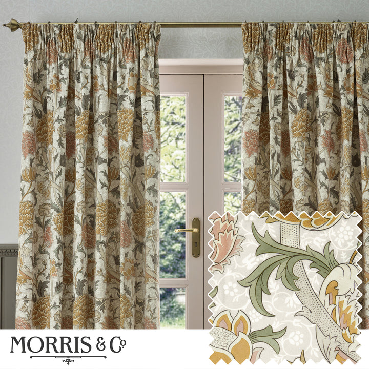 CRAY 228X228 PENCIL PLEAT CURTAINS STONE/CLAY