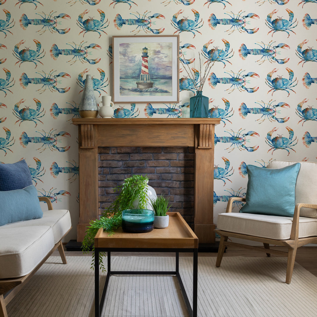 Crustaceans Wallpaper Cobalt